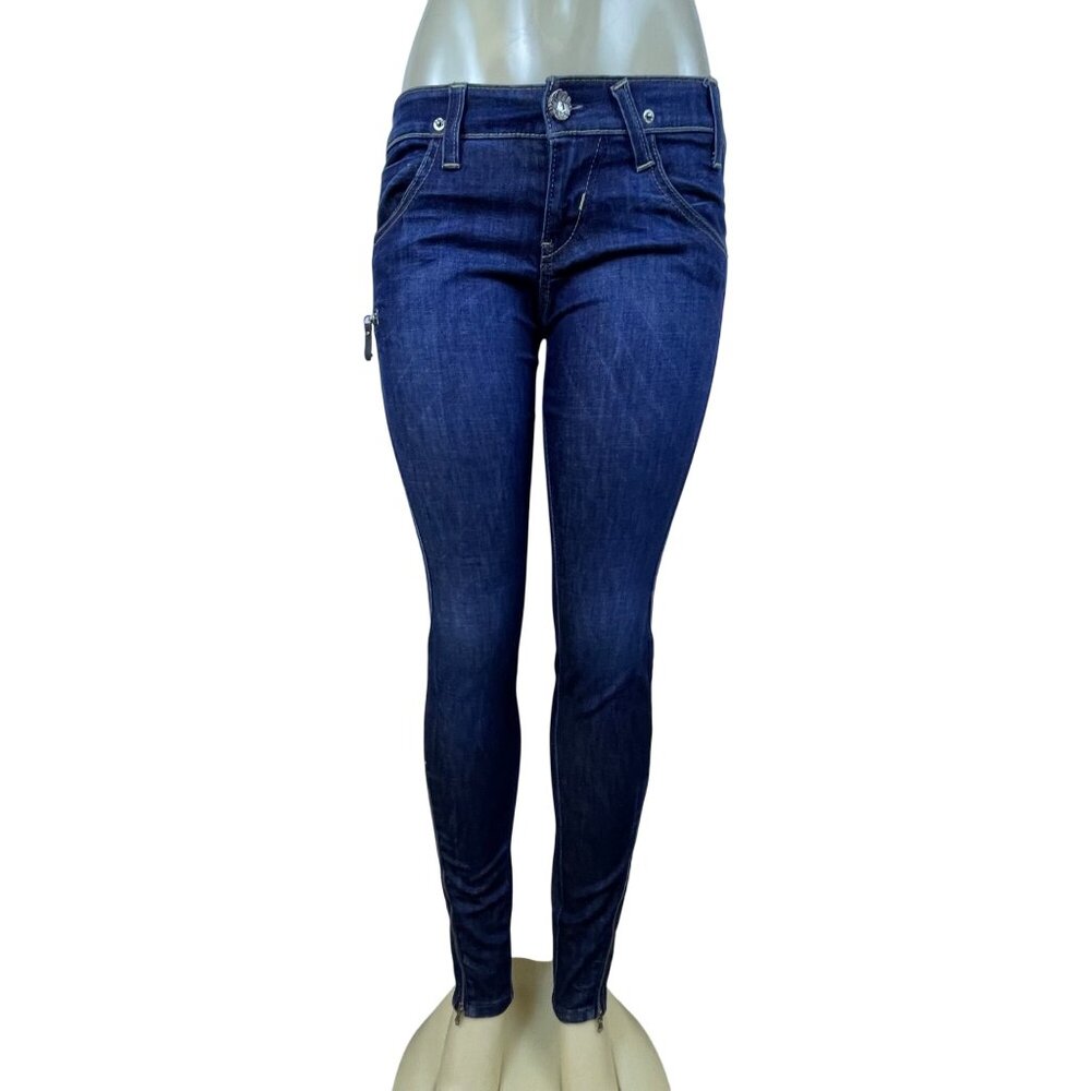 Miss Sixty Dark Wash Cotton/Elastane Skinny Jeans Trendy Zip Accents Sz 28